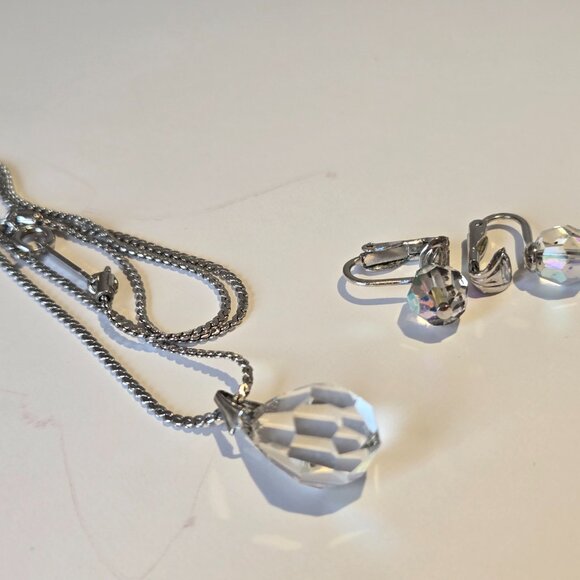 Vintage D'Orlan Swarovski Crystal Necklace & Clip On Earrings - Picture 7 of 7